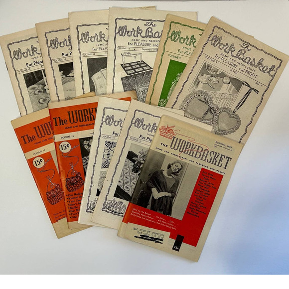 Vintage Needlecraft Ephemera "Work Basket" Booklets With Advertising Lot of 11 - Picture 1 of 12